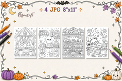 Cozy Spooky Halloween Coloring Pages | Ghosts and Pumpkins Product Image 1