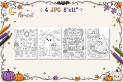 Cozy Spooky Halloween Coloring Pages | Autumn Ghosts Product Image 1