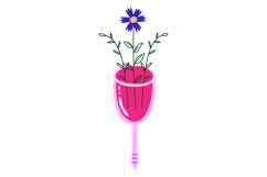 Menstrual Cup Floral Clipart Set. Menstruation PNG Product Image 3