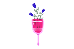 Menstrual Cup Floral Clipart Set. Menstruation PNG Product Image 4