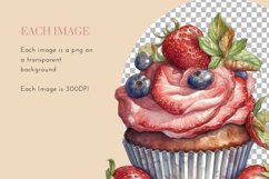 Cupcakes Strawberry Chocolate | Watercolor Clipart PNG Product Image 3