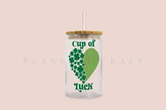 Cup of Luck Clover st patricks day libbey beer glass can wrap svg presized template for 16oz and 20oz glass