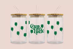 Cup of Luck Clover st patricks day libbey beer glass can wrap svg presized template for 16oz and 20oz glass