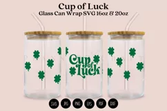 Cup of Luck Clover st patricks day libbey beer glass can wrap svg presized template for 16oz and 20oz glass