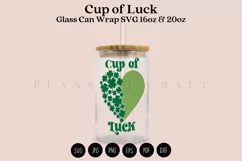 Cup of Luck Clover st patricks day libbey beer glass can wrap svg presized template for 16oz and 20oz glass