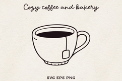 Tea Cup SVG PNG EPS, Cozy Hot Drink Line Art Minimalist Mug. Product Image 1