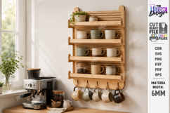 Mug Holder and Rack Laser Cut | 3D Cup Display Shelf Product Image 1