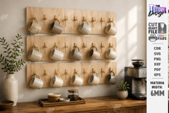 Mug Holder and Rack Laser Cut Bundle | 3D Cup Display Shelf Product Image 5