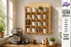 Mug Holder and Rack Laser Cut | 3D Cup Display Shelf Product Image 1