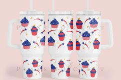 cupcake 4th of july 40oz tumbler sublimation full wrap high resolution transparant background