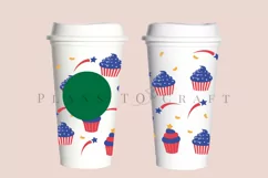 cupcake 4th of july starbucks 16oz hot cup wrap svg presized template for tumbler grande suitable for cricut and silhouette