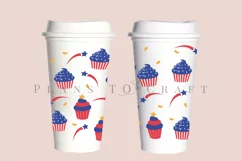 cupcake 4th of july starbucks 16oz hot cup wrap svg presized template for tumbler grande suitable for cricut and silhouette