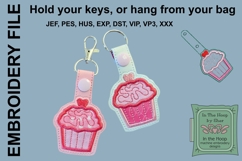 Cupcake Valentine Key Fob or Bag Tag - Snap Tab Product Image 1