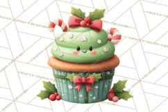 Christmas Cupcake Characters Clipart PNG, Cute Holiday Png Product Image 2
