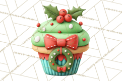 Christmas Cupcake Characters Clipart PNG, Cute Holiday Png Product Image 3