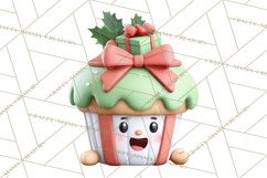 Christmas Cupcake Characters Clipart PNG, Cute Holiday Png Product Image 4