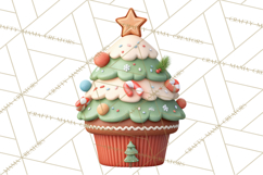 Christmas Cupcake Characters Clipart PNG, Cute Holiday Png Product Image 3