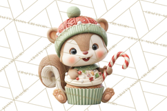 Christmas Cupcake Characters Clipart PNG, Cute Holiday Png Product Image 4