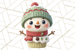 Christmas Cupcake Characters Clipart PNG, Cute Holiday Png Product Image 3