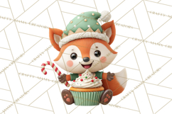 Christmas Cupcake Characters Clipart PNG, Cute Holiday Png Product Image 2