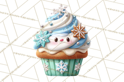 Christmas Cupcake Characters Clipart PNG, Cute Holiday Png Product Image 4