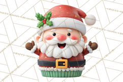 Christmas Cupcake Characters Clipart PNG, Cute Holiday Png Product Image 5