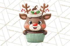 Christmas Cupcake Characters Clipart PNG, Cute Holiday Png Product Image 2