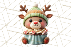 Christmas Cupcake Characters Clipart PNG, Cute Holiday Png Product Image 3