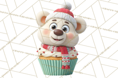 Christmas Cupcake Characters Clipart PNG, Cute Holiday Png Product Image 2
