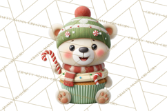 Christmas Cupcake Characters Clipart PNG, Cute Holiday Png Product Image 3