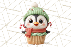 Christmas Cupcake Characters Clipart PNG, Cute Holiday Png Product Image 5