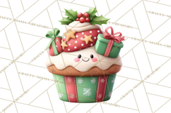 Christmas Cupcake Characters Clipart PNG, Cute Holiday Png Product Image 3