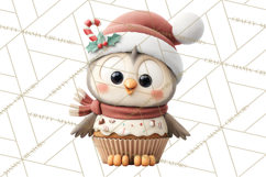 Christmas Cupcake Characters Clipart PNG, Cute Holiday Png Product Image 2