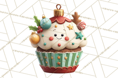 Christmas Cupcake Characters Clipart PNG, Cute Holiday Png Product Image 4
