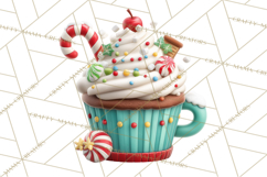 Christmas Cupcake Characters Clipart PNG, Cute Holiday Png Product Image 4