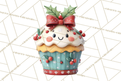 Christmas Cupcake Characters Clipart PNG, Cute Holiday Png Product Image 5