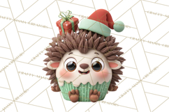 Christmas Cupcake Characters Clipart PNG, Cute Holiday Png Product Image 2