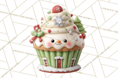 Christmas Cupcake Characters Clipart PNG, Cute Holiday Png Product Image 4