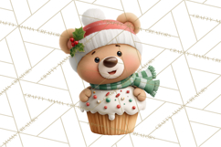 Christmas Cupcake Characters Clipart PNG, Cute Holiday Png Product Image 4