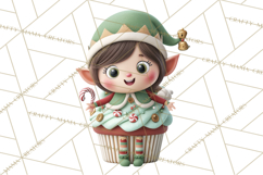 Christmas Cupcake Characters Clipart PNG, Cute Holiday Png Product Image 2