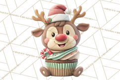 Christmas Cupcake Characters Clipart PNG, Cute Holiday Png Product Image 4