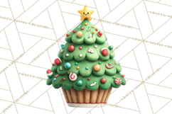 Christmas Cupcake Characters Clipart PNG, Cute Holiday Png Product Image 5