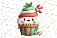 Christmas Cupcake Characters Clipart PNG, Cute Holiday Png Product Image 2