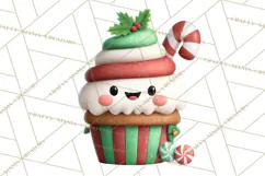Christmas Cupcake Characters Clipart PNG, Cute Holiday Png Product Image 2