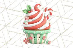 Christmas Cupcake Characters Clipart PNG, Cute Holiday Png Product Image 3