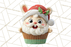 Christmas Cupcake Characters Clipart PNG, Cute Holiday Png Product Image 4