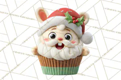 Christmas Cupcake Characters Clipart PNG, Cute Holiday Png Product Image 4