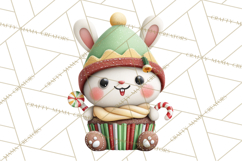 Christmas Cupcake Characters Clipart PNG, Cute Holiday Png Product Image 5
