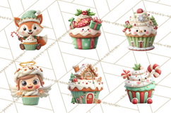 Christmas Cupcake Characters Clipart PNG, Cute Holiday Png Product Image 2
