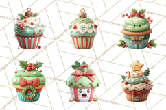 Christmas Cupcake Characters Clipart PNG, Cute Holiday Png Product Image 3